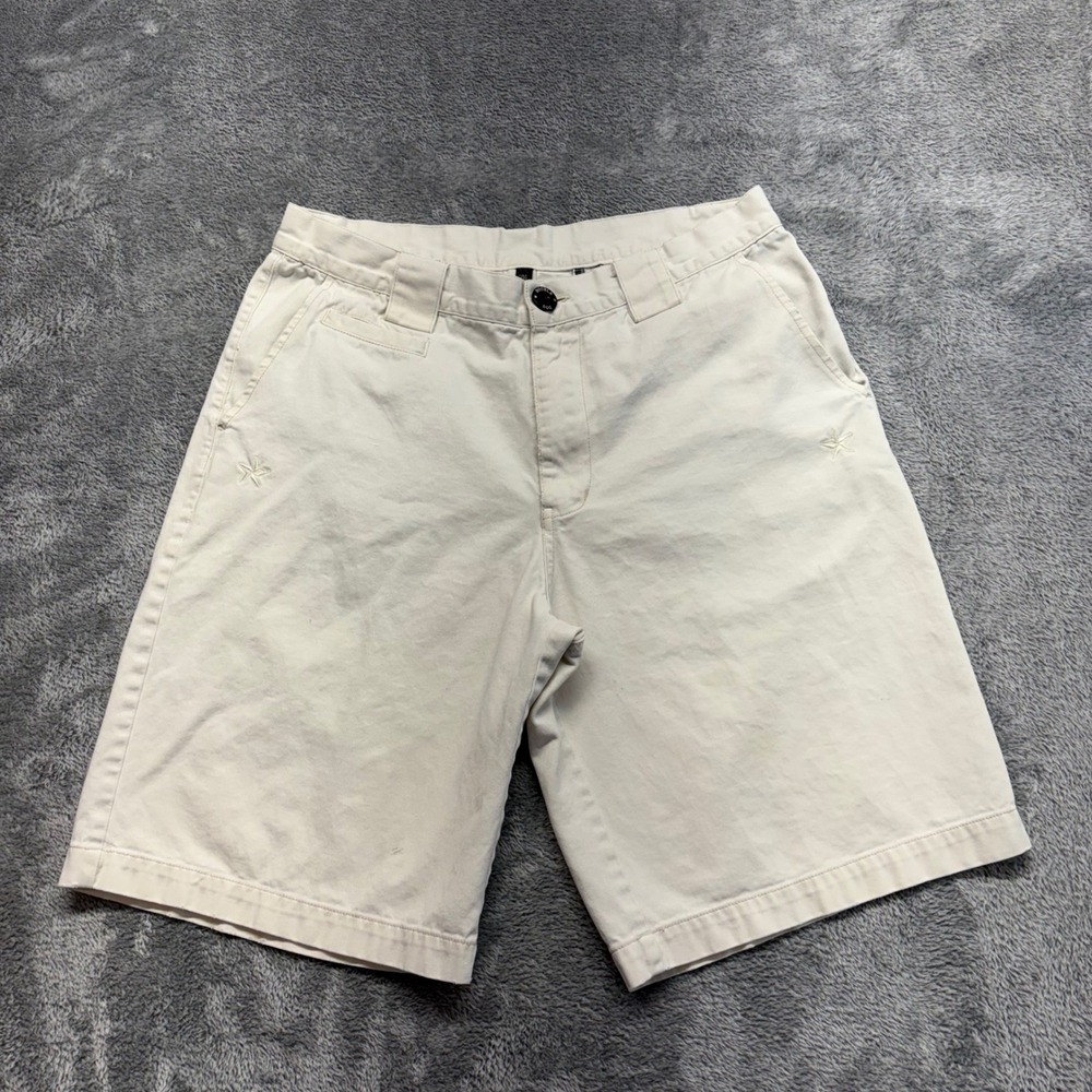 Doubledog Clothing Chino Shorts Men 31 Cream Good Embroidered Streetwear Skate